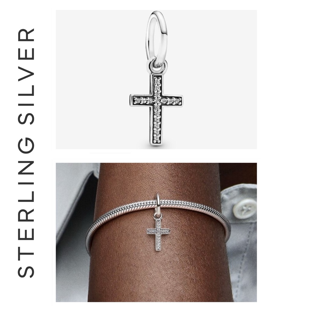 S925 Sterling Silver Diamond Cross Charm 35$